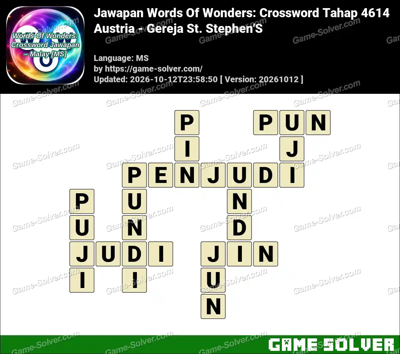 Jawapan Words Of Wonders: Crossword Tahap 4614 – Austria – Gereja St. Stephen’S